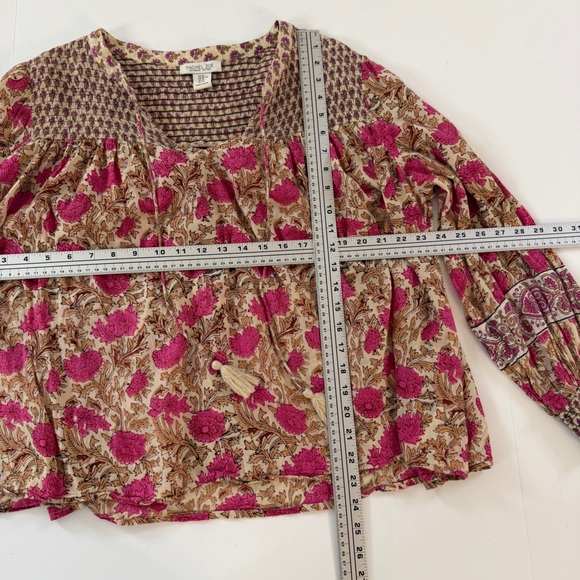Rachel Zoe Shirt Womens XL Indian Cotton Pink Boho Block Print - Picture 4 of 7